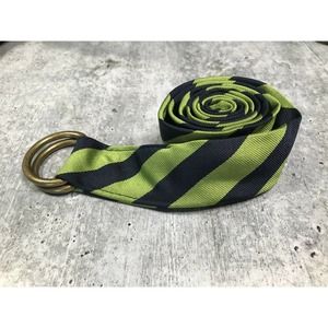 J.Crew ~ 100% Silk Belt ~ Green & Blue Striped ~ Size S/M ~ NWOT